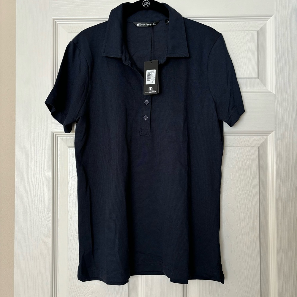 Travis Matthew Women's She Fancy 2.0 Polo Shirt Vintage Indigo/Black Size L
